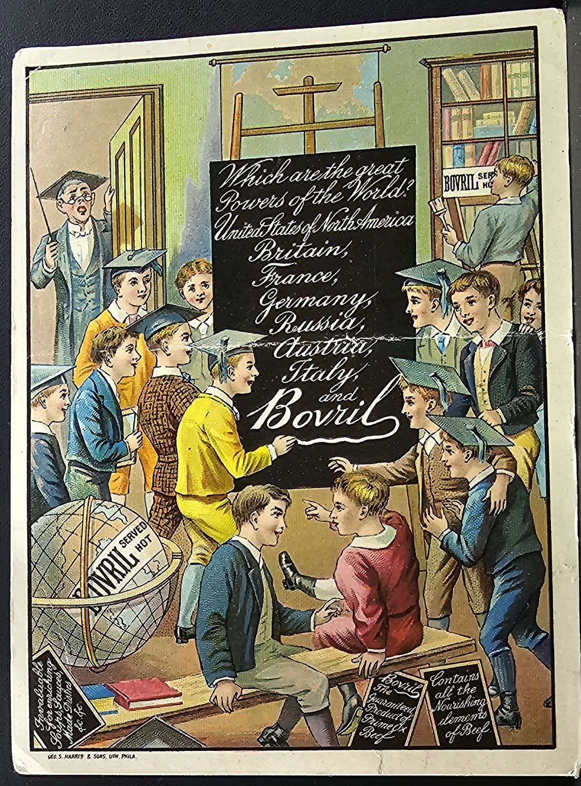 Advertising Trade Card School Teacher 1800's NY City Bovril Health Food Beef Broth