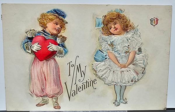 Embossed German Valentine Postcard Series 1084 Children Portraits