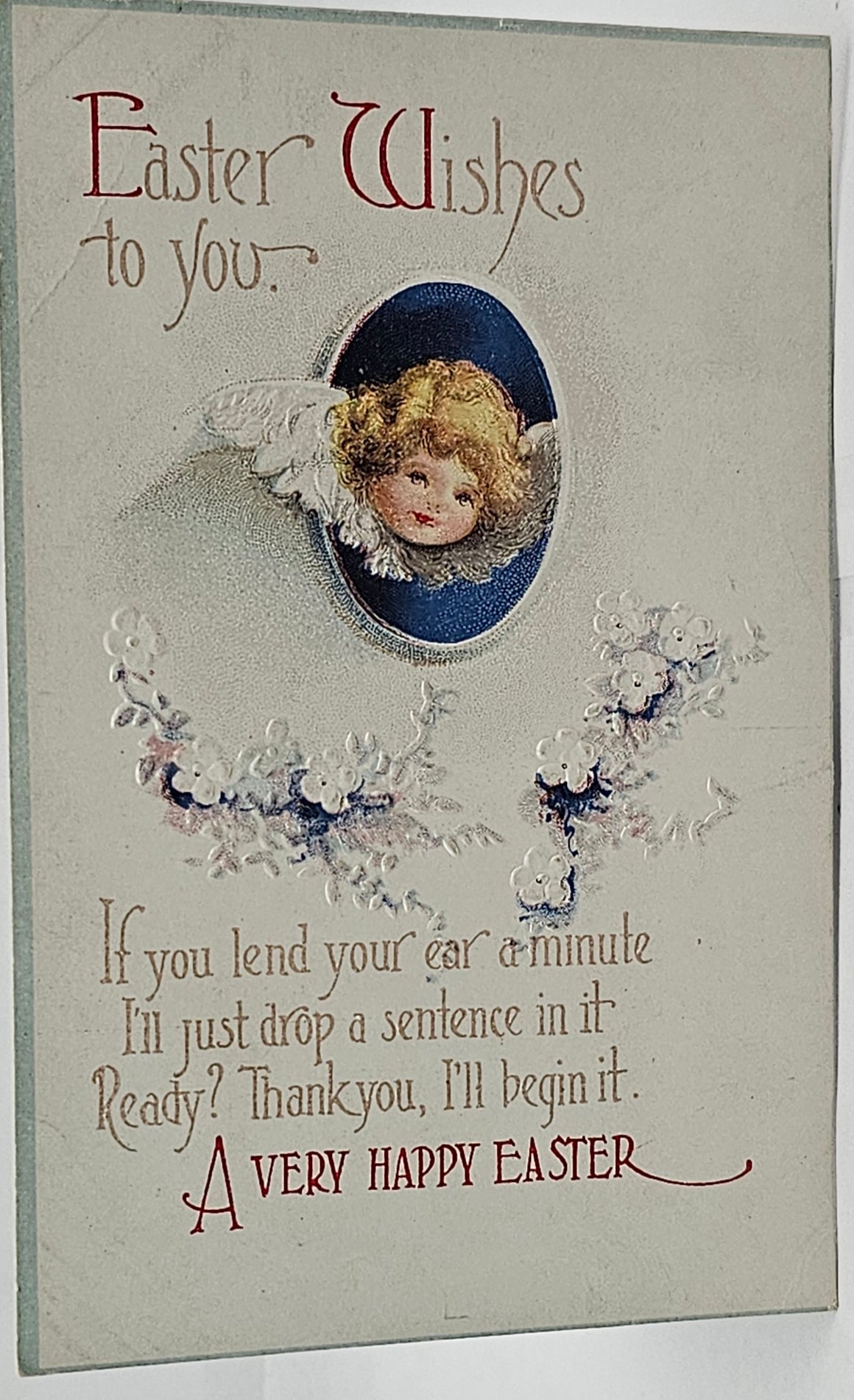 Easter Postcard Artist Ellen Clapsaddle Little Girl Face in Giant Wings Series 137 IAP
