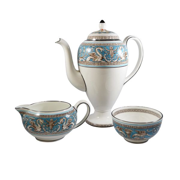 ヴィンテージJ. Angell Jacobsen 船のブローチカフリンクスセット Wedgwood Florentine Turquoise Tea Coffee Service Pattern 2714