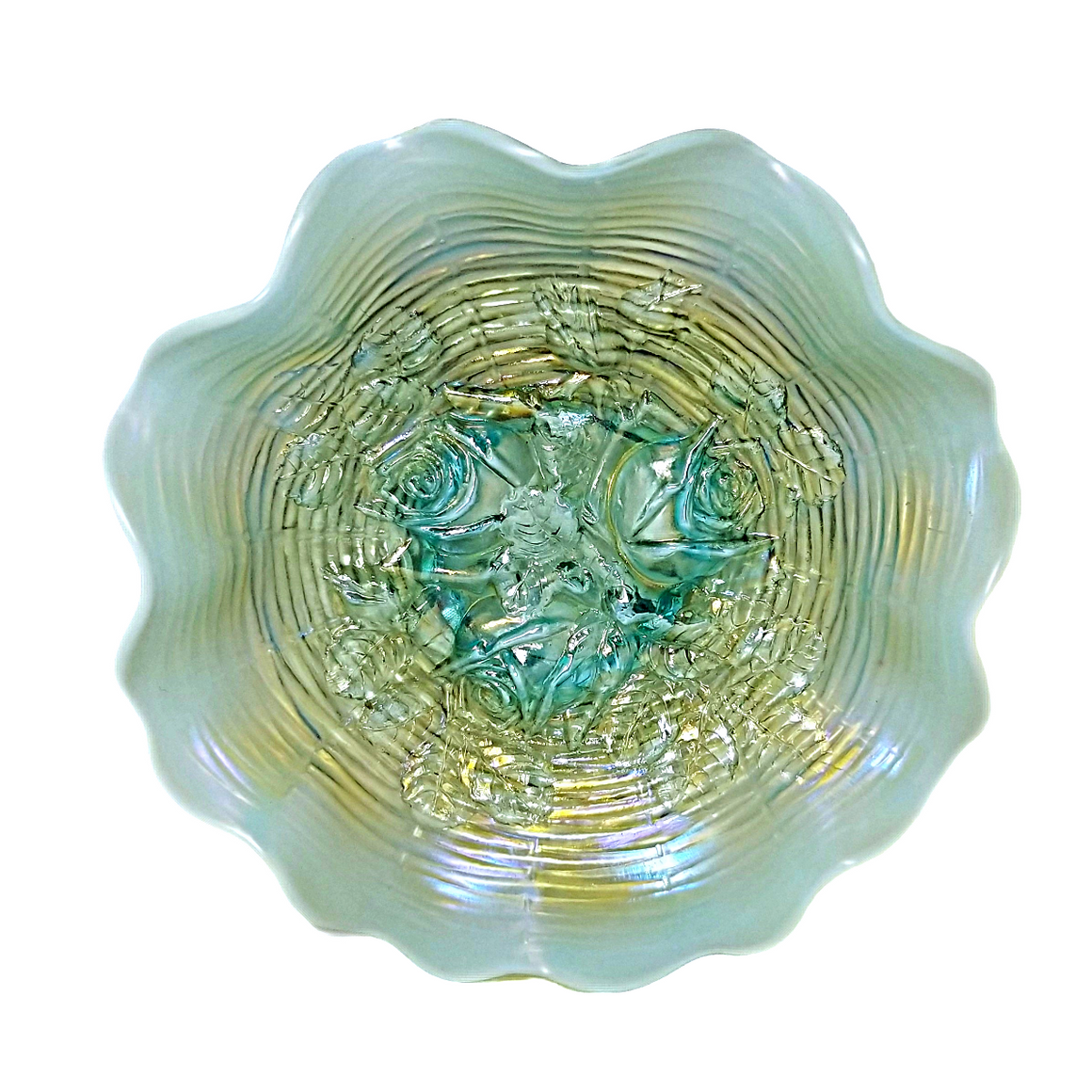 aqua opal rose show bowl