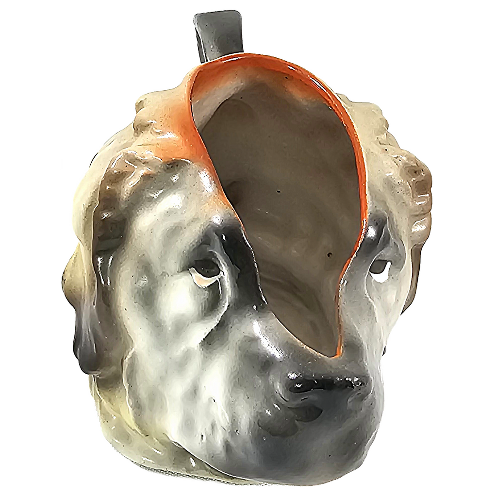 Vintage Porcelain Figural Creamer of Saint Bernard Dog Head Royal Bayreuth