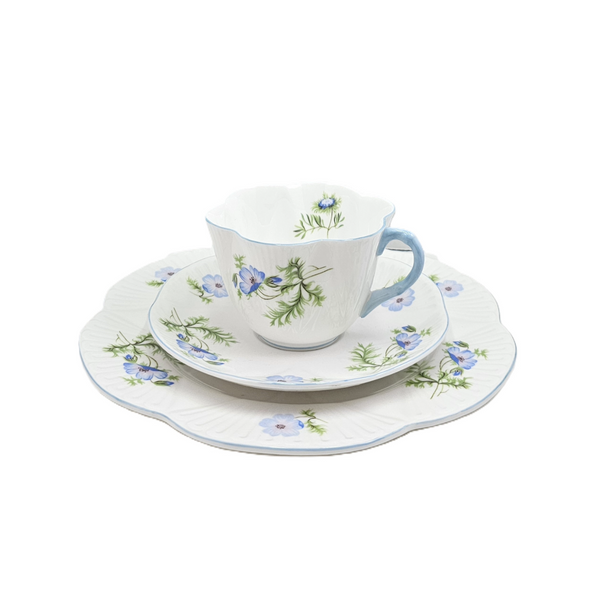 Shelley England Dainty Porcelain Cup Saucer Trio Blue Poppy