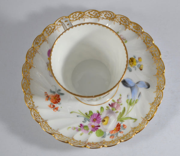 Dresden Porcelain Hand Pained Coffee Can & Saucer Set Donath and