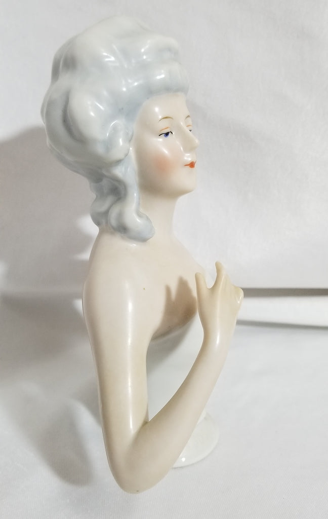 Large GOEBEL Half Doll 6" Arms Away 1308 Camisole Top Marie Antoinette Silver Hair Style