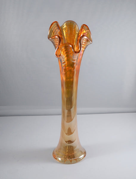 Imperial Carnival Glass Marigold Ripple Swung Funeral Vase