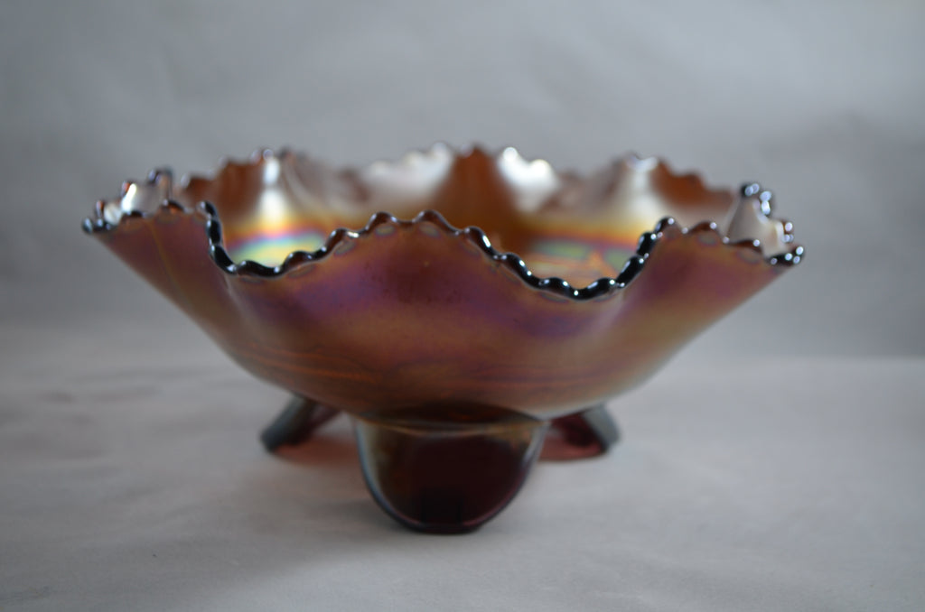 Northwood Amethyst Grape Cable Footed Ruffle Bowl