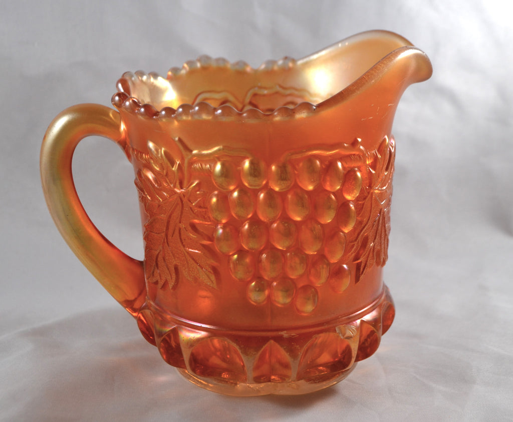 Northwood Carnival Glass Marigold Grape & Cable Creamer Pitcher