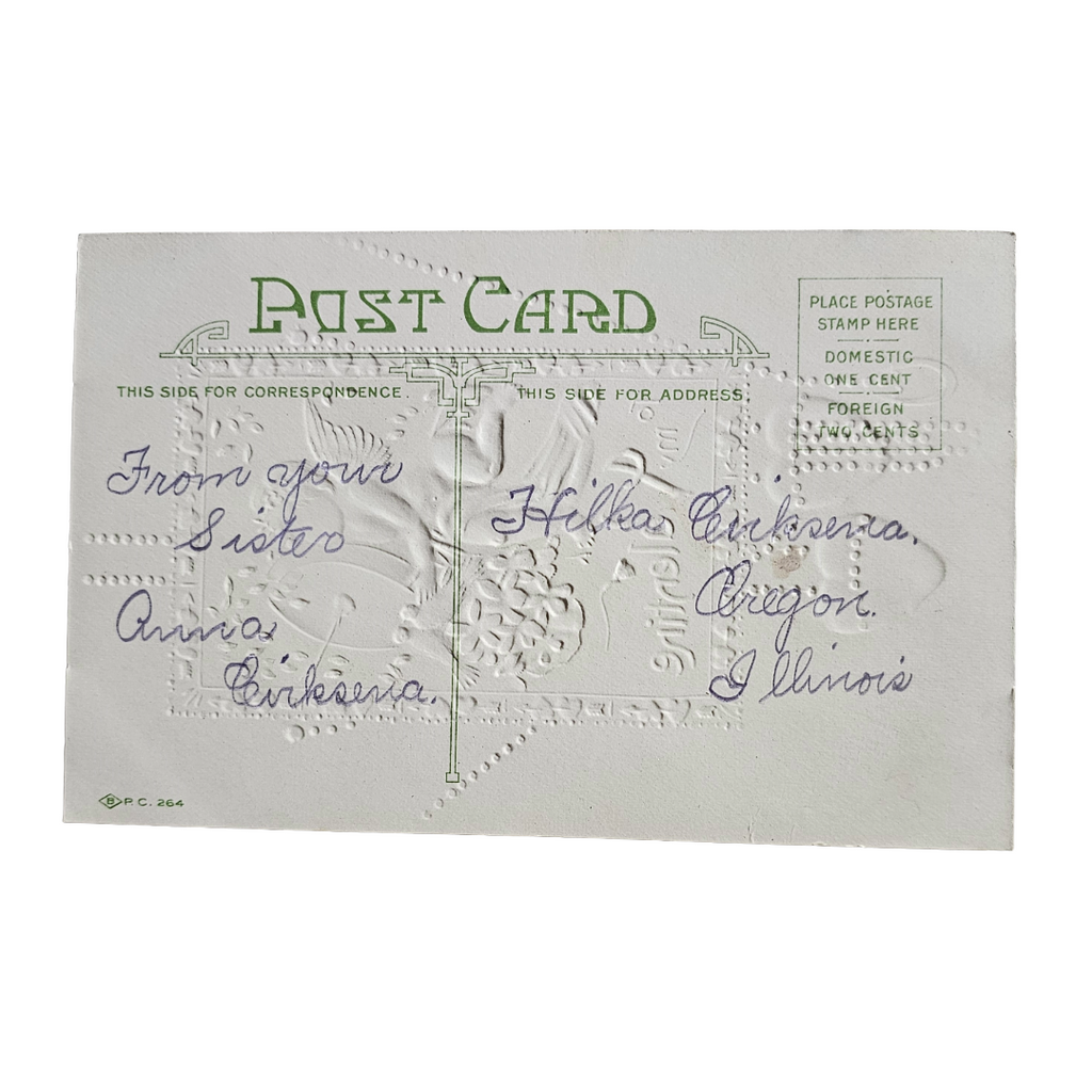 Vintage Valentine Postcard Cupid Holding Up Bottle Cap Struck By Arrow w/Heart Chains