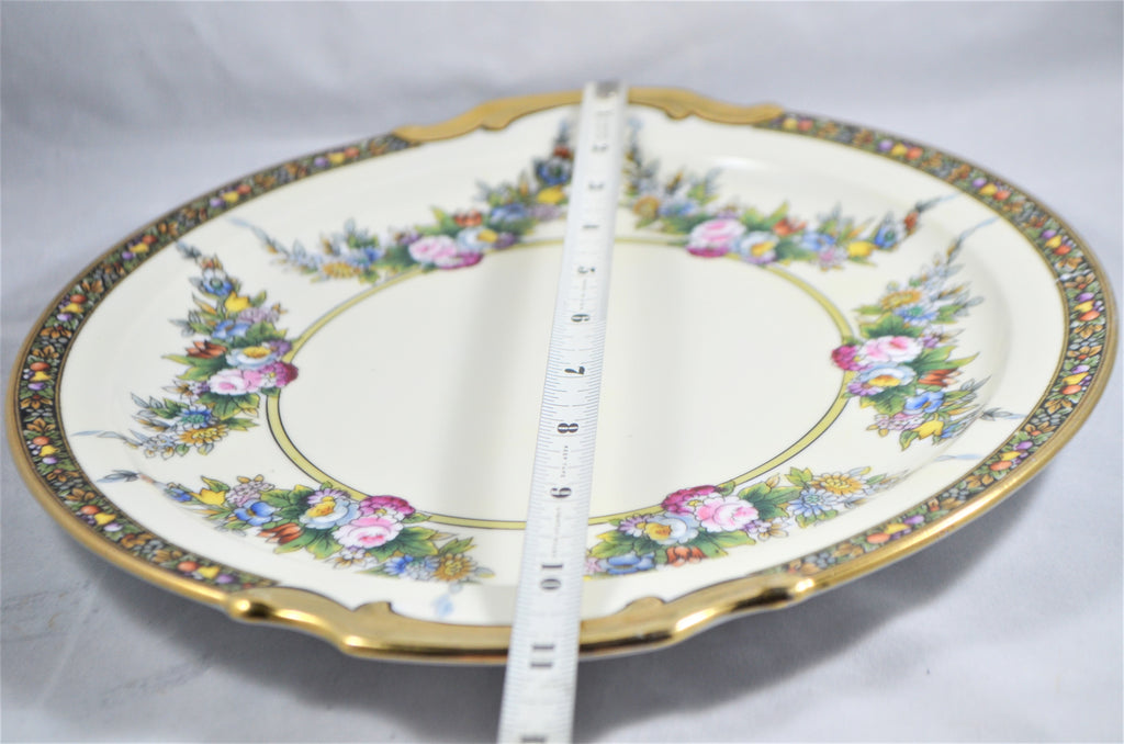 Noritake Hand Painted Floral 22K Gold Trimmed Cake Plate Morimura Bros