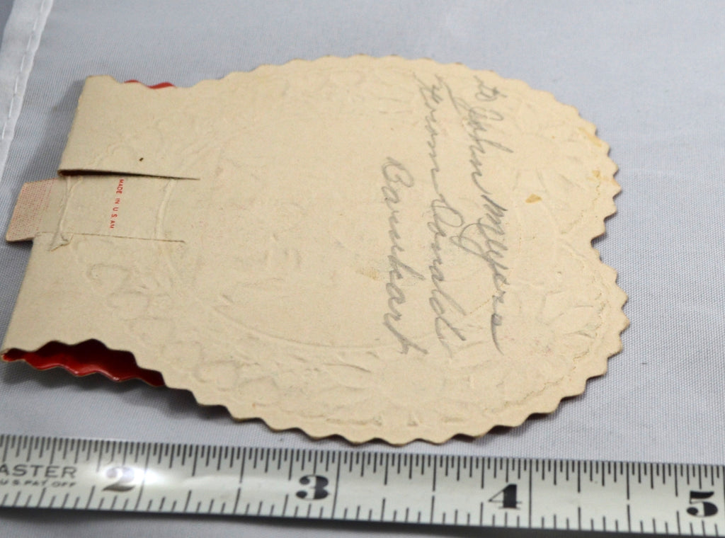 Vintage Die Cut Valentine Card Girl with Daisies