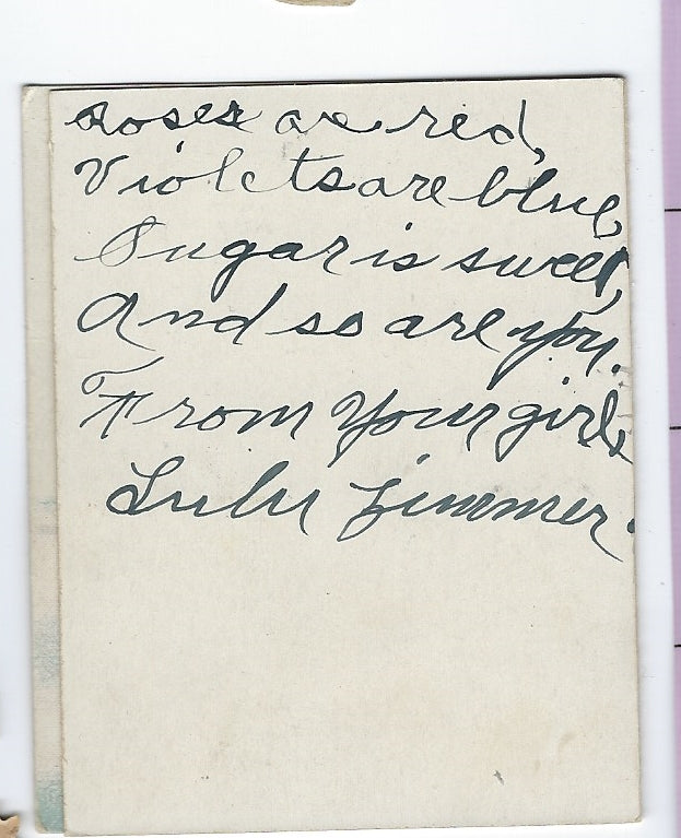 Vintage Die Cut Valentine Card Girl Under Umbrella Boy w/ Heart at Fence