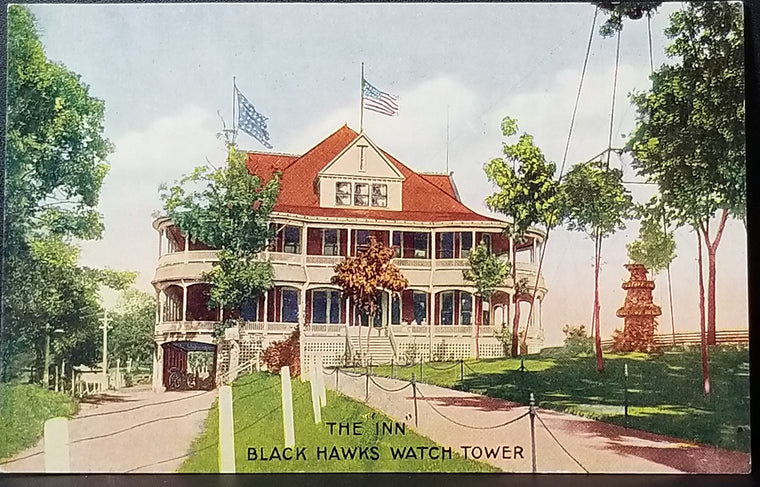 The Inn Black Hawks Watch Tower IL Postcard