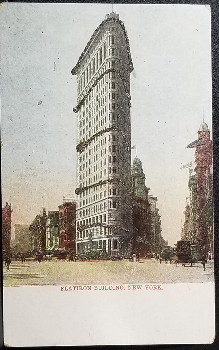 NYC Postcard New York NY 1900s Card Flat Iron Building Fifth Avenue Applied Glitter