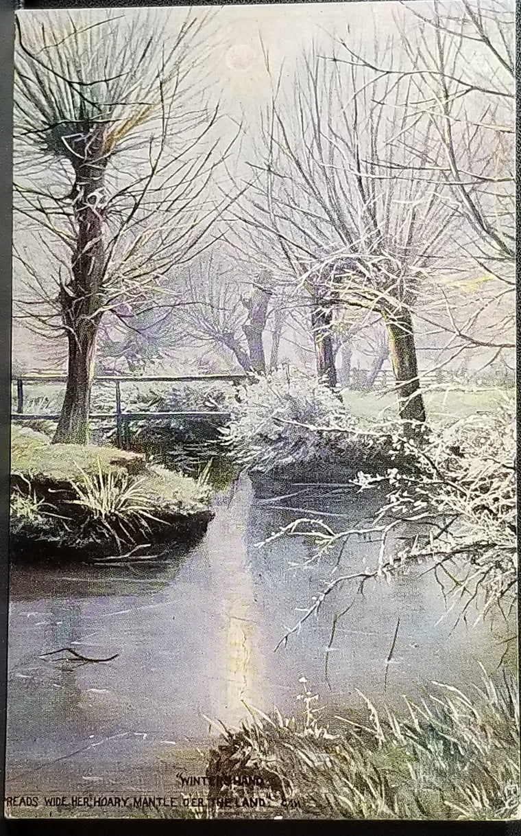 Art Postcard Raphael Tuck Oilette Card Country Charms Winters Hand Artist Signed Frost Covered Trees
