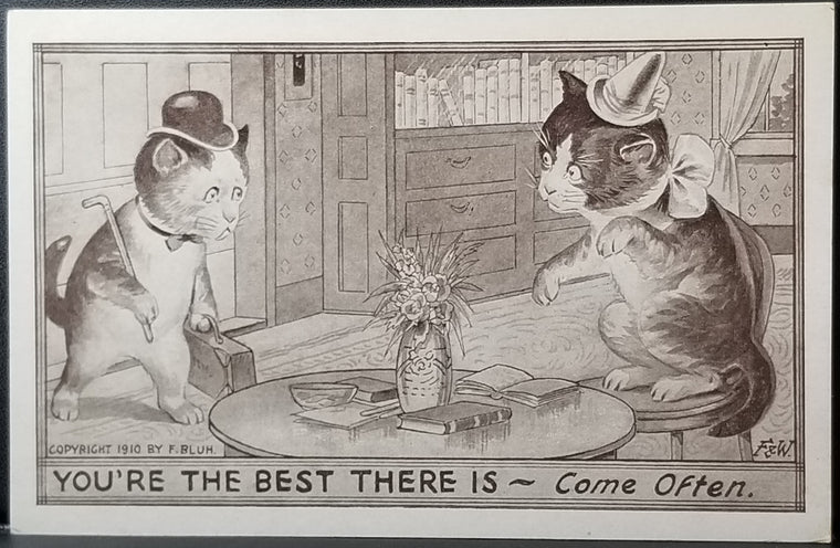Cat Postcard Anthropomorphic Cats in Home Artist Bluh F&W "Your the Best There Is"