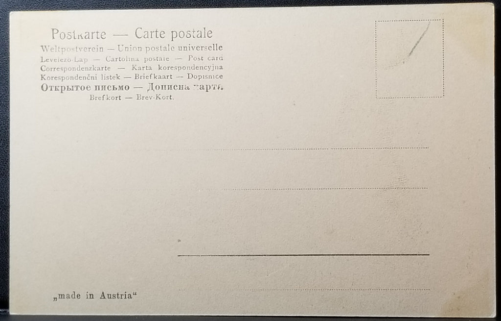 Hand Colored 1900s Postcard Austrian Alps Deer in Pine Meadow