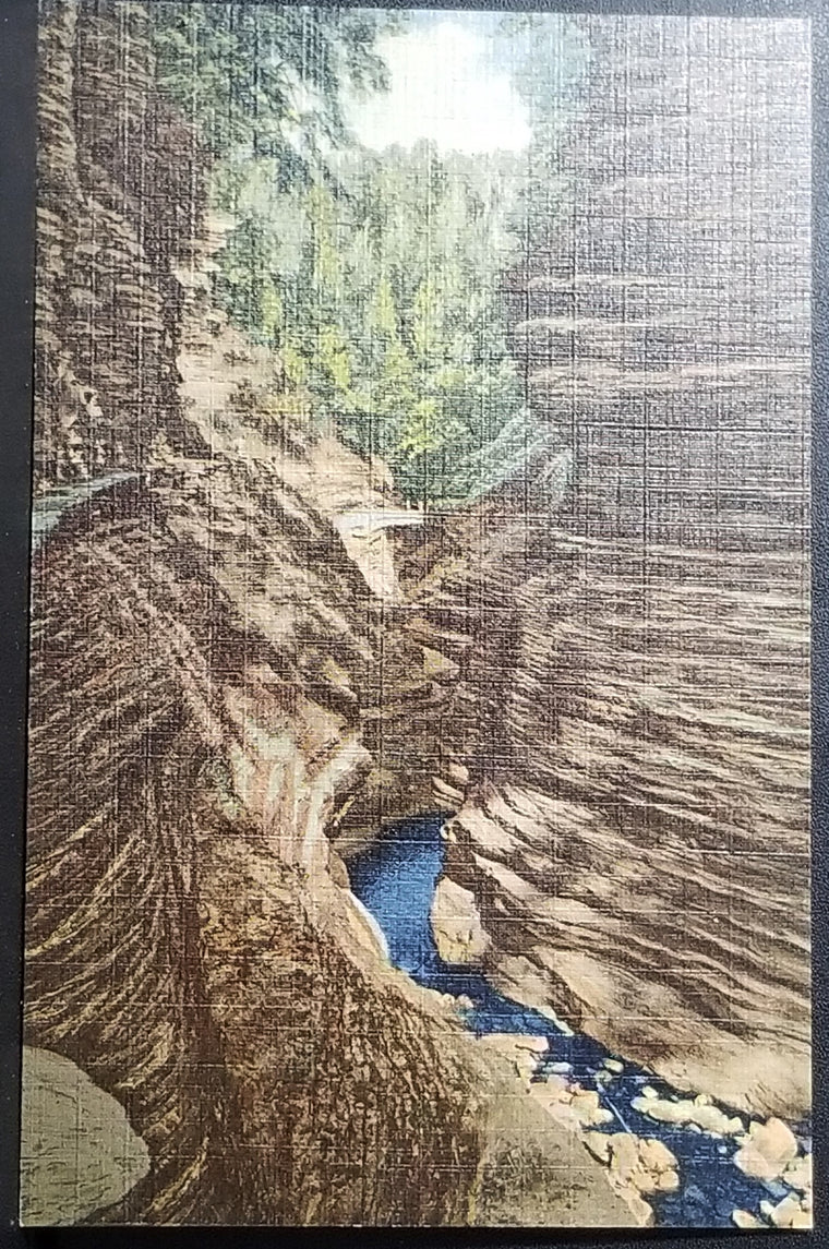 NY Scenic Linen Postcard Finger Lakes Region Central New York Middle Gorge Pillar Beauty Watkins Glen