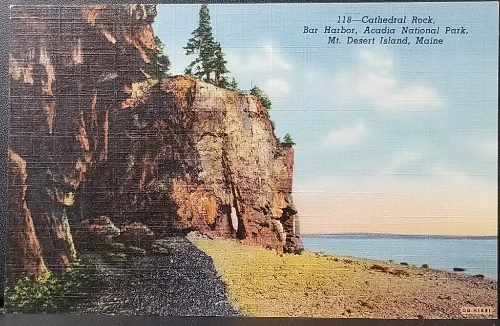 ME Postcard Places in USA Cathedral Rock Bar Harbor Acadia National Park Mt. Desert Island Maine