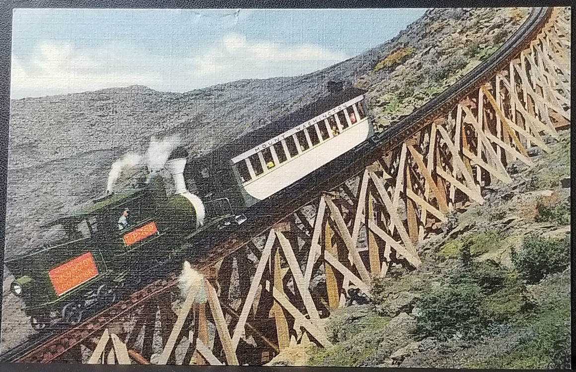Scenic Postcard New Hampshire Mount Washington Cog Railway Locomotive Jacob's Ladder White Mountains NH View