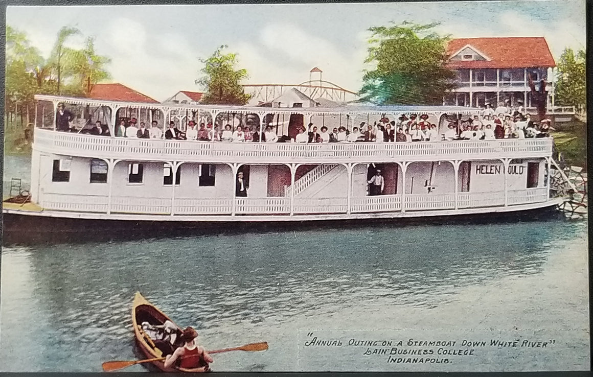 Scenic Postcard Riverside Park Steamboat White River Indianapolis Indiana IN