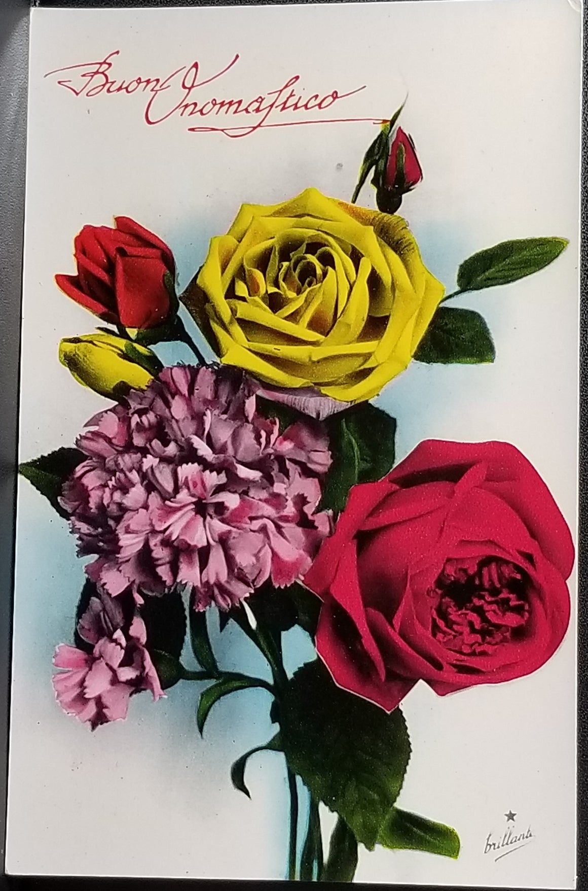 Birthday Flower Postcard Italian Name Day Roses Series 814 Made in Italy