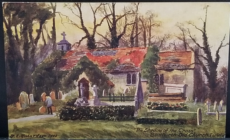 Art Postcard Raphael Tuck Aquarette Shadow of the Cross Bonchurch Old Church