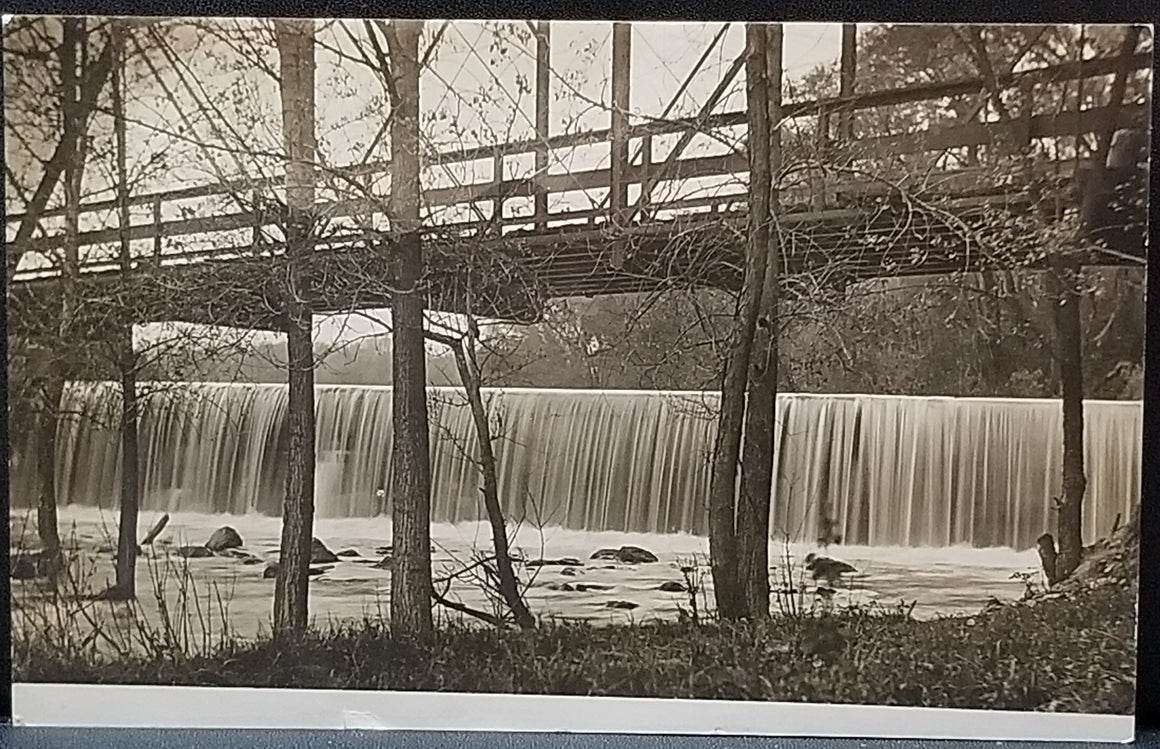 Scenic Postcard IL Blackberry Bridge Yorkville Illinois Walkway Over Dam
