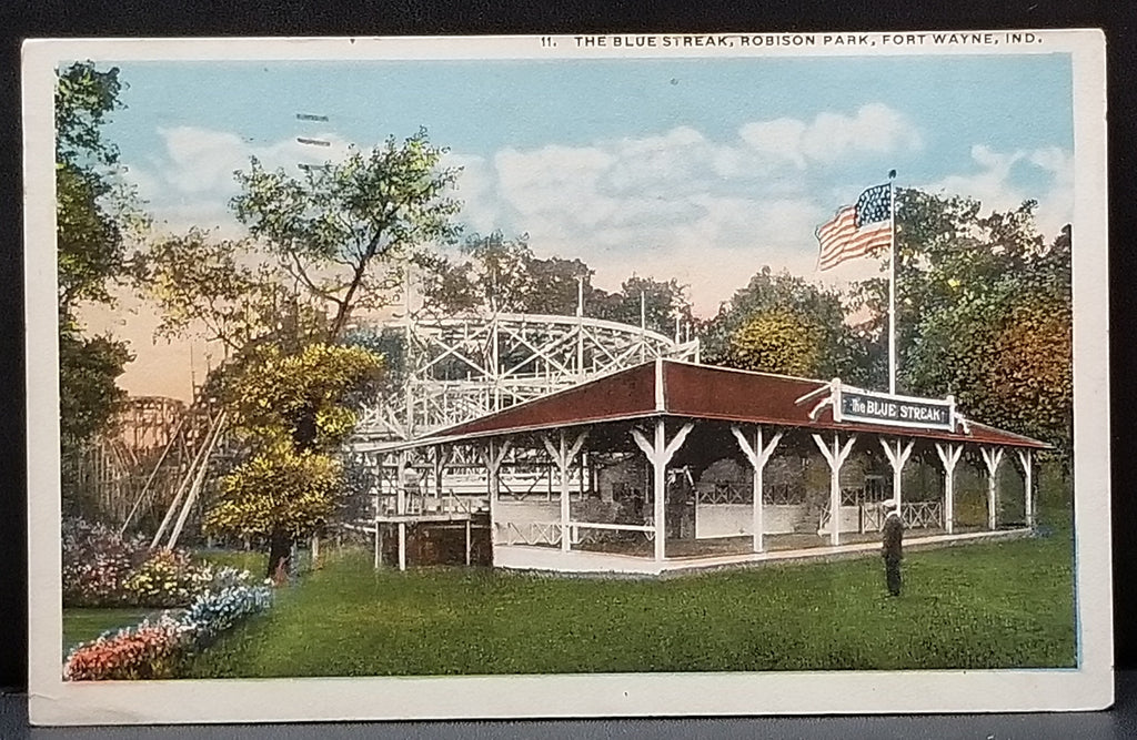 The Blue Streak Robison Park Fort Wayne Indiana State Postcard