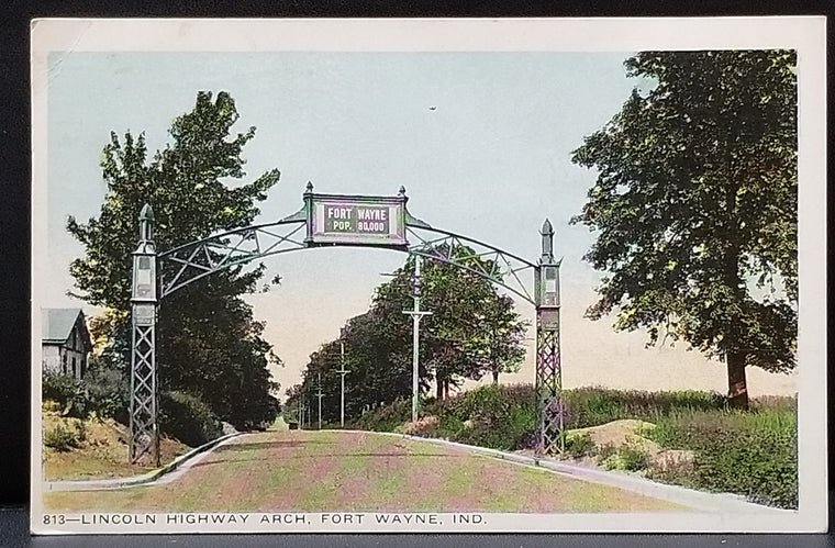 Fort Wayne Indiana Lincoln Highway Arch Population 80,000 RPPC Style Photo Postcard