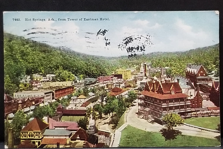 Arkansas Postcard View of Hot Springs From The Eastman Hotel Tower