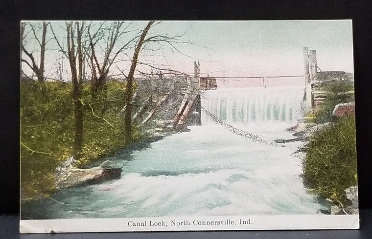 Canal Lock North Connersville Indiana Postcard 1910