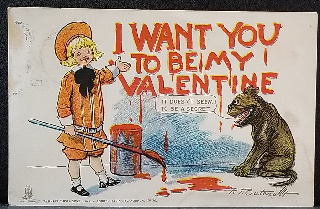 Valentine Postcard Buster Brown & Tige the Dog Artist RF Outcault Tuck Publishing Early Undivided Back