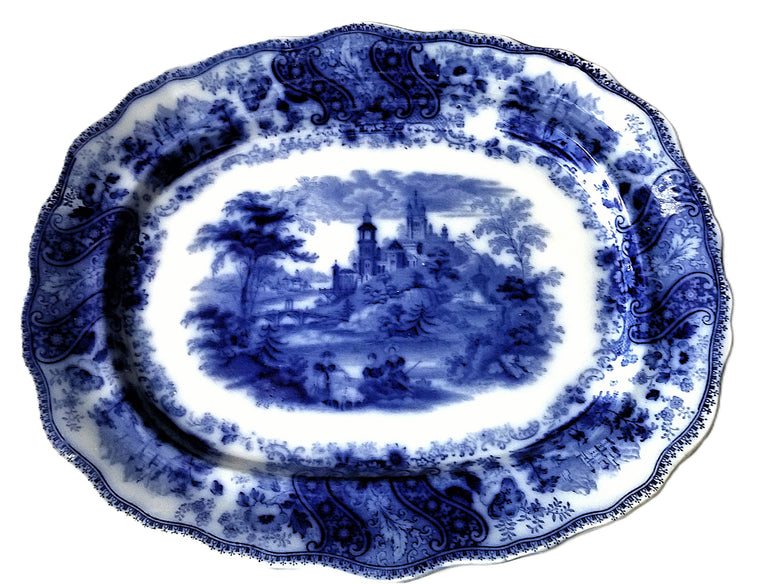 English Burgess & Leigh Middleport Platter with Nonpareil Flow Blue Pattern