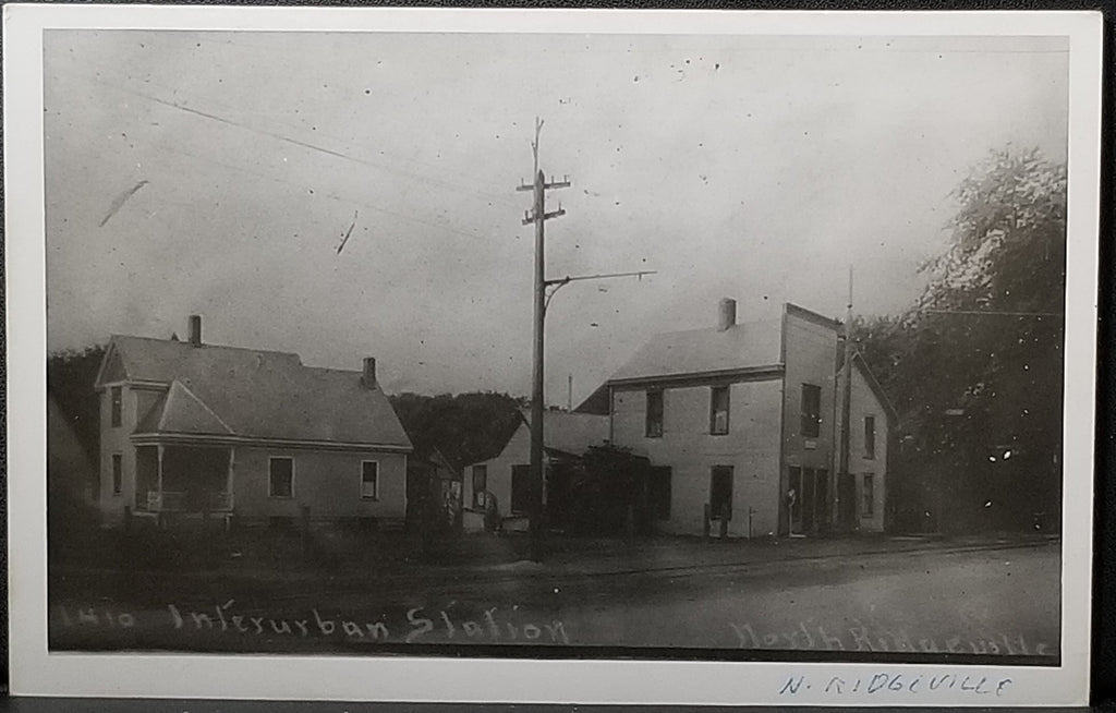 RPPC Real Photo Postcard North Ridgeville Ohio Interurban Station Early 1900s Image