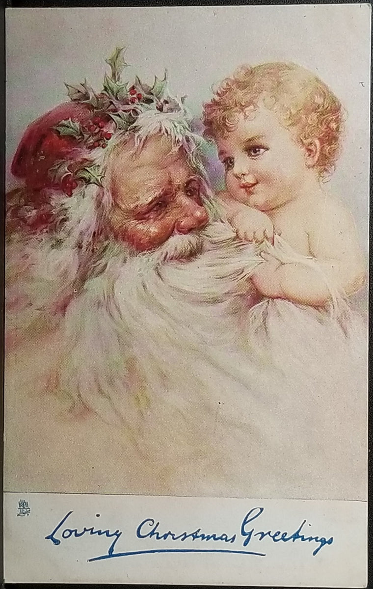 Series 1822 Tucks Oilette Christmas Postcard Brundage Santa With A Little Baby
