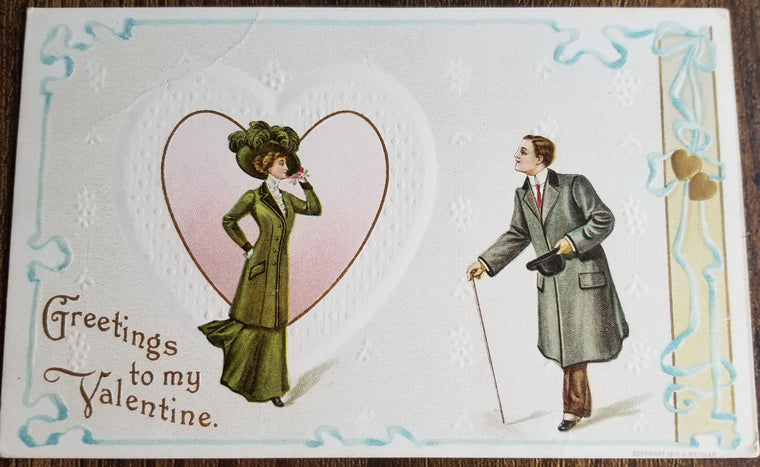 Valentine Postcard Edwardian Woman with Suitor Series 536