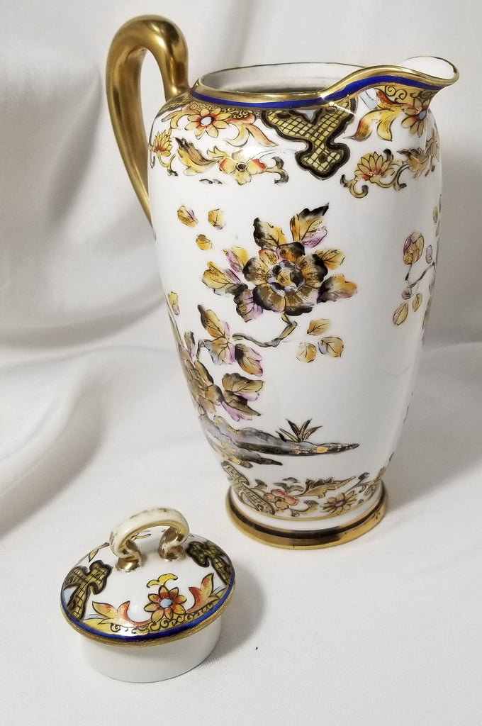 Antique Nippon Morimura Bros Moriage Hand Painted Chocolate Pot with Phoenix Bird
