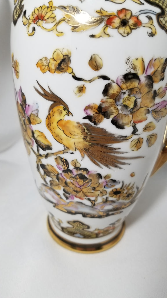 Antique Nippon Morimura Bros Moriage Hand Painted Chocolate Pot with Phoenix Bird