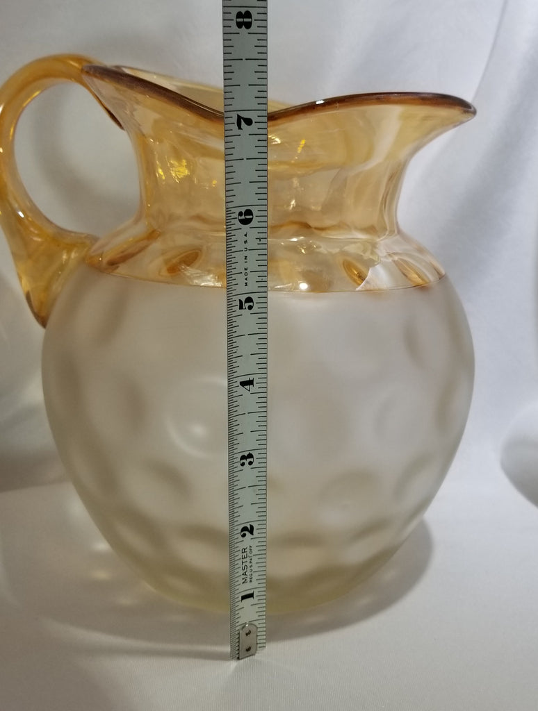 Antique New England Pomona Glass Pitcher Diamond Optic Inverted Pattern