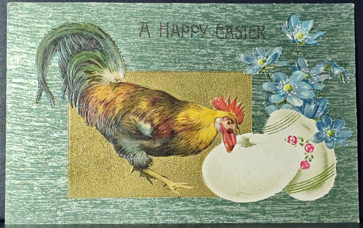 Easter Postcard John Winch German With Chicken Looking Over Egg