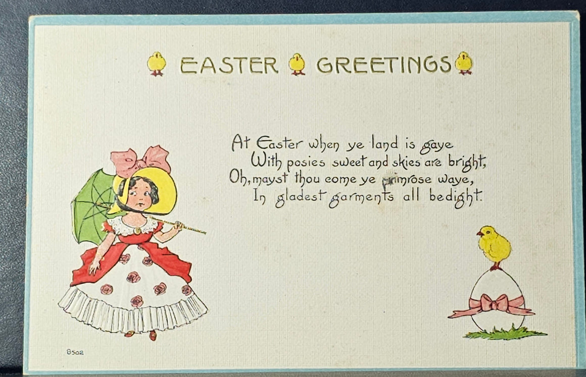 Easter Postcard Bergman Child With Umbrella