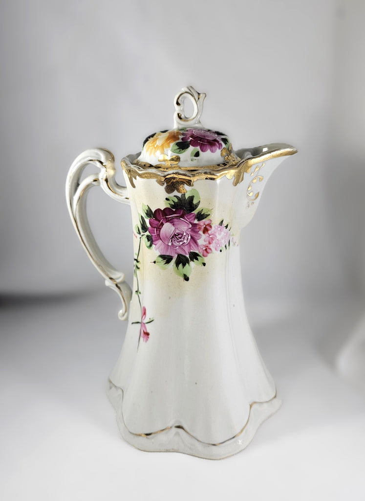 Nippon Moriage Decorated Floral Chocolate Pot
