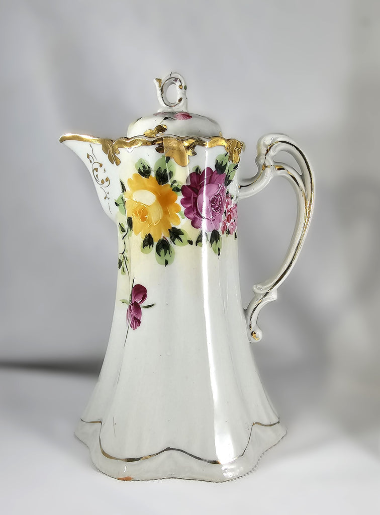 Nippon Moriage Decorated Floral Chocolate Pot