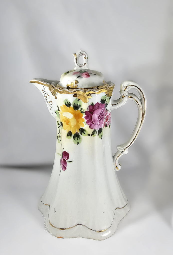 Nippon Moriage Decorated Floral Chocolate Pot