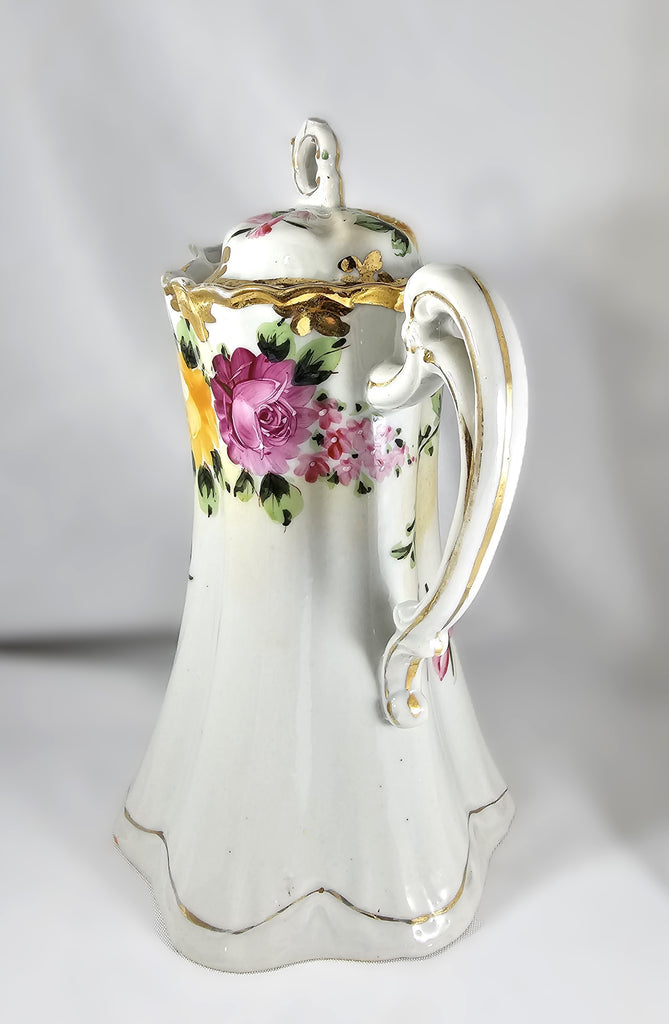Nippon Moriage Decorated Floral Chocolate Pot