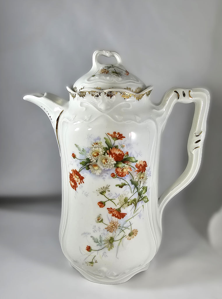 KPM Krister Waldenburg Porcelain Chocolate Pot Hand Painted Flowers