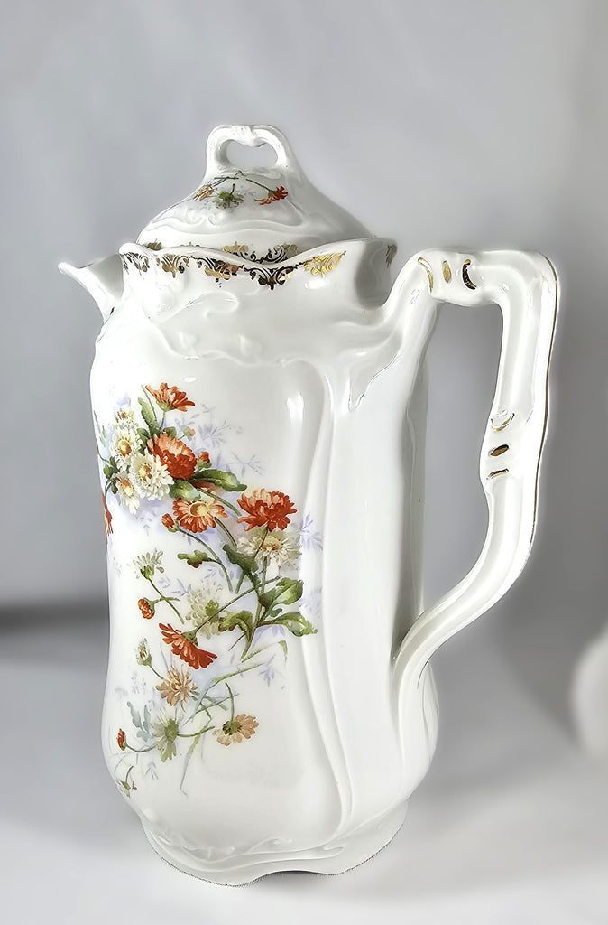 KPM Krister Waldenburg Porcelain Chocolate Pot Hand Painted Flowers