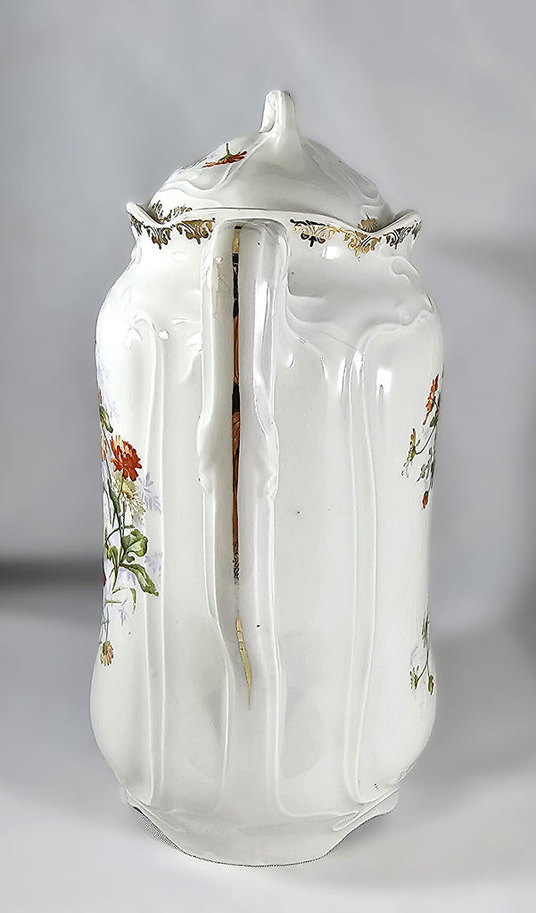 KPM Krister Waldenburg Porcelain Chocolate Pot Hand Painted Flowers