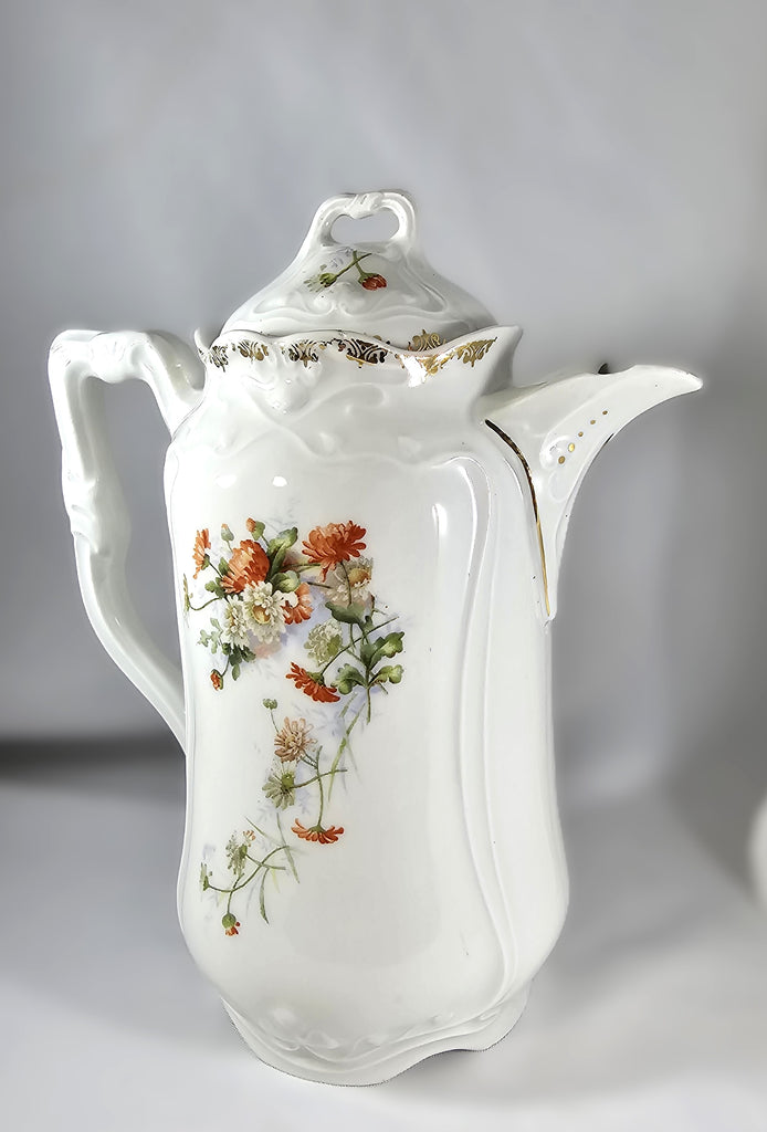 KPM Krister Waldenburg Porcelain Chocolate Pot Hand Painted Flowers